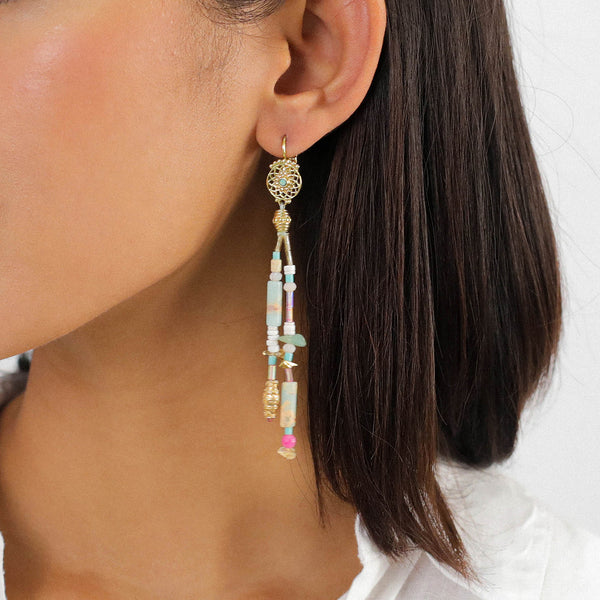 FRANCK HERVAL EMILY 2 rows long French hook earrings