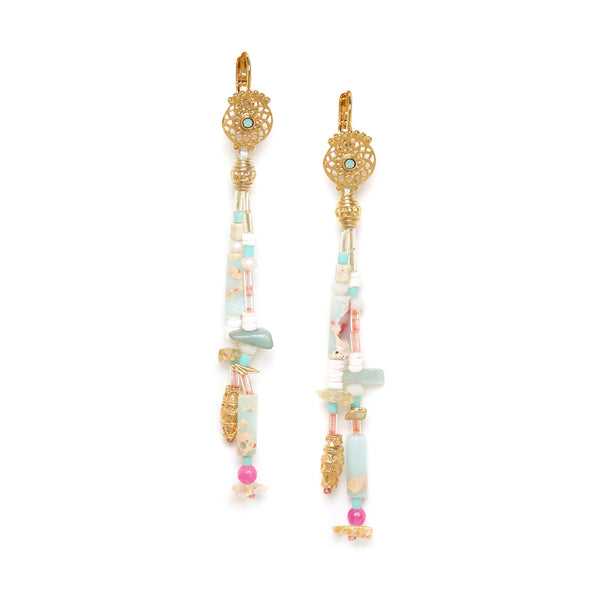 FRANCK HERVAL EMILY 2 rows long French hook earrings