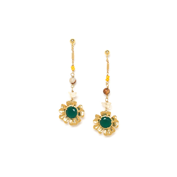 FRANCK HERVAL MATHILDE flower dangle post earrings