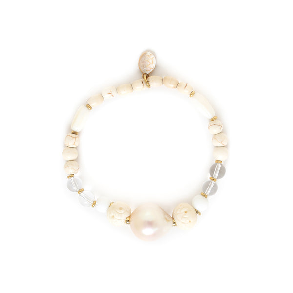 NATURE BIJOUX PONDICHERY graduated stretch bracelet with freshwater pearl