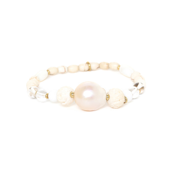 NATURE BIJOUX PONDICHERY graduated stretch bracelet with freshwater pearl