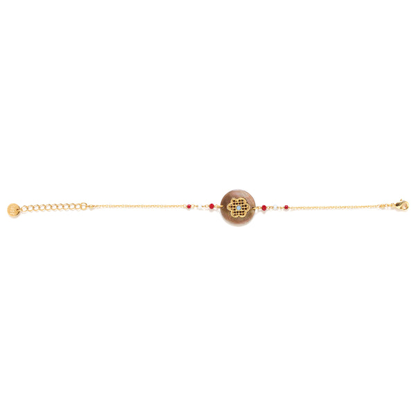 FRANCK HERVAL SELENA brownlip round disc bracelet