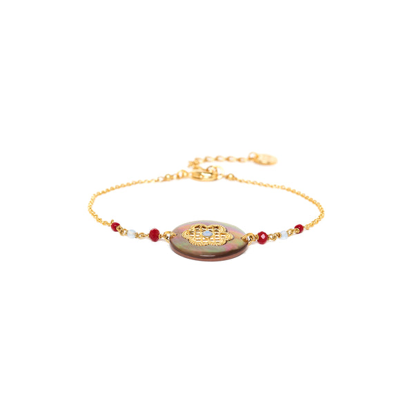 FRANCK HERVAL SELENA brownlip round disc bracelet