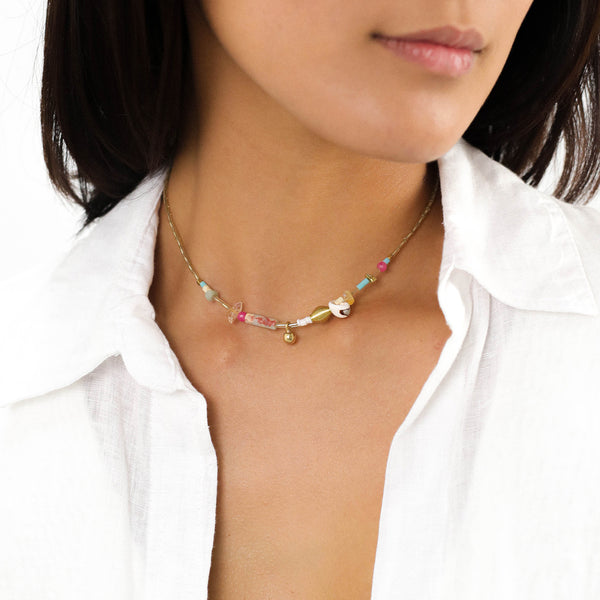 FRANCK HERVAL EMILY short gold necklace