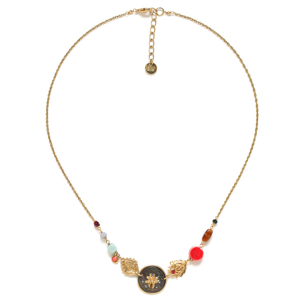 FRANCK HERVAL FRIDA Blacklip disc short necklace