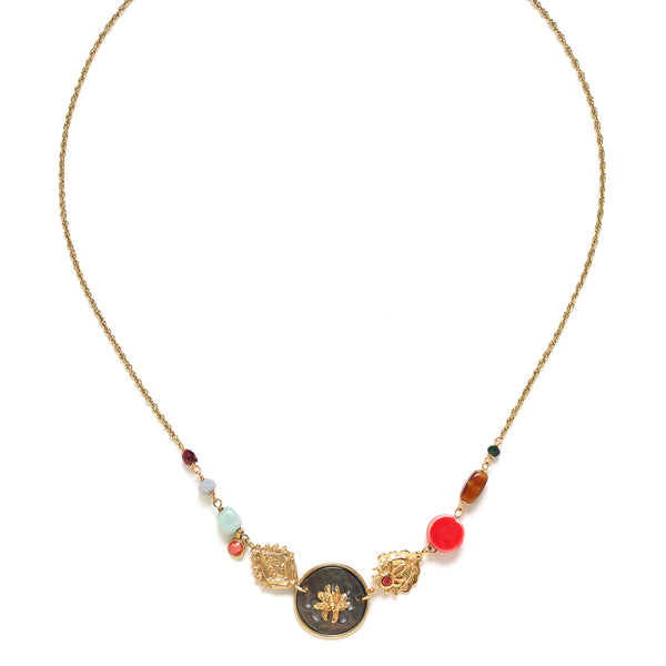 FRANCK HERVAL FRIDA Blacklip disc short necklace