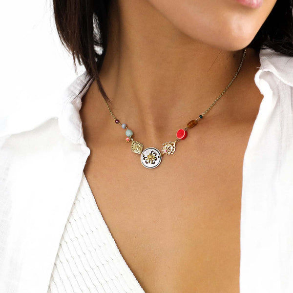 FRANCK HERVAL FRIDA Blacklip disc short necklace