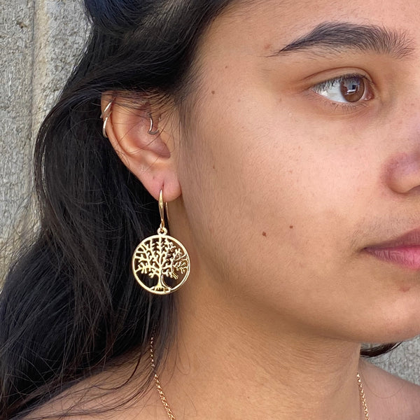 BLUE SCARAB ZAIDA 'TREE OF LIFE' HOOK EARRINGS