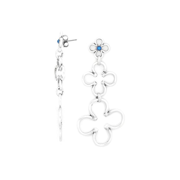 ORI TAO CLOVER 3 clovers post earrings with strass top (silvered)