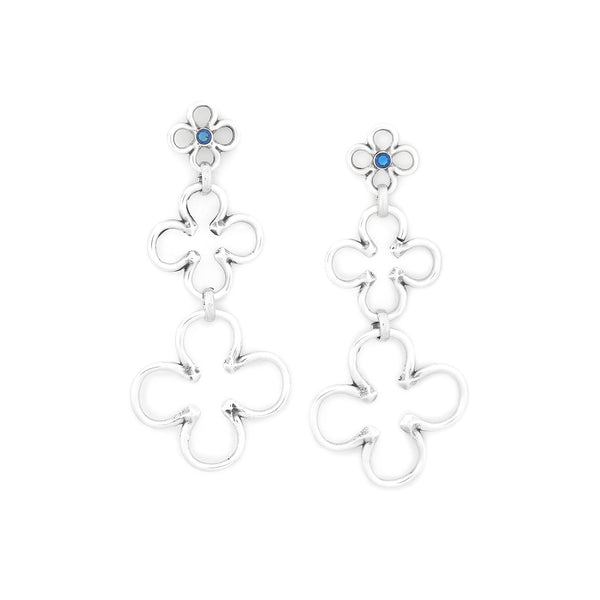 ORI TAO CLOVER 3 clovers post earrings with strass top (silvered)