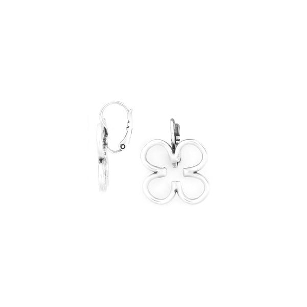ORI TAO CLOVER french hook clover earrings (silvered)