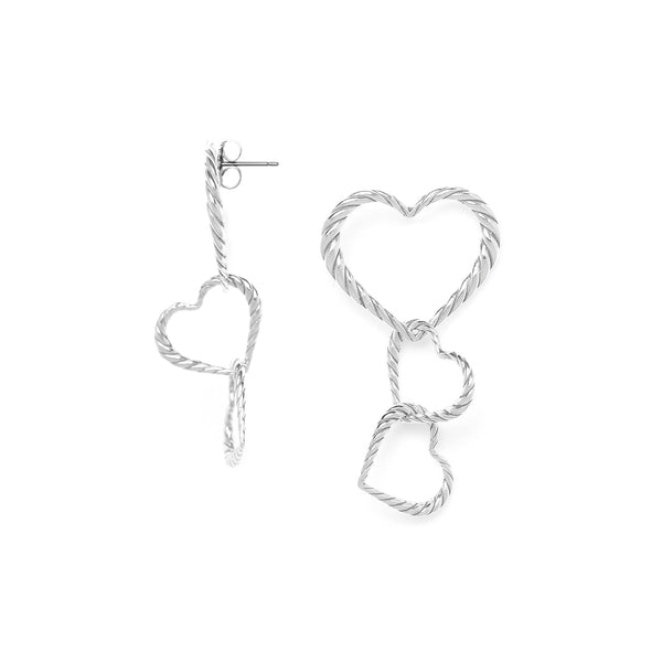 ORI TAO MERIDA 3 hearts post earrings (silvered)