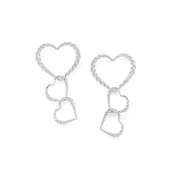 ORI TAO MERIDA 3 hearts post earrings (silvered)