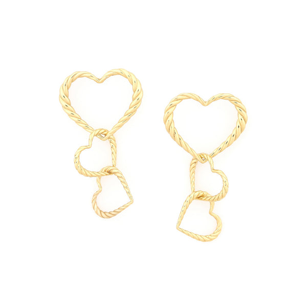 ORI TAO MERIDA 3 hearts post earrings (golden)