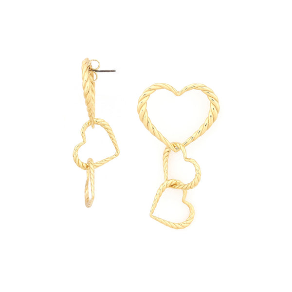 ORI TAO MERIDA 3 hearts post earrings (golden)