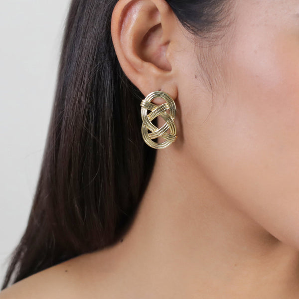 ORI TAO SHINOMOKI  golden braided earrings