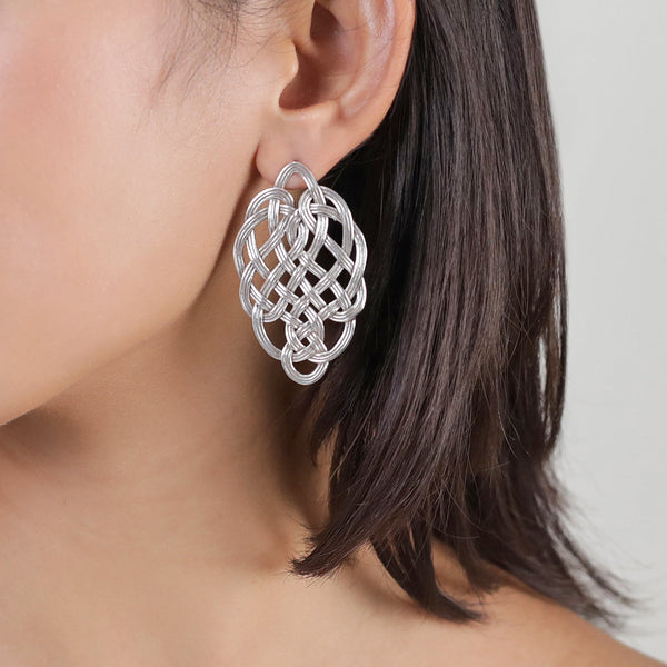 ORI TAO SHINOMOKI XL silvered post earrings