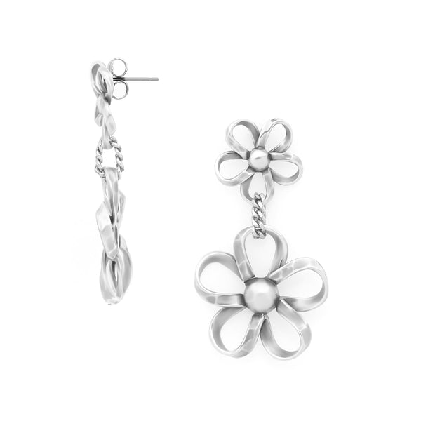 ORI TAO MOOREA 2 flower silvered post earrings