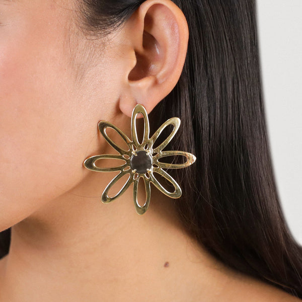 ORI TAO BLOOM XL golden flower earrings