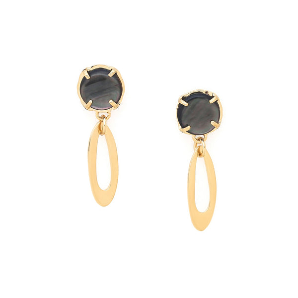 ORI TAO BLOOM golden post earrings with black lip top