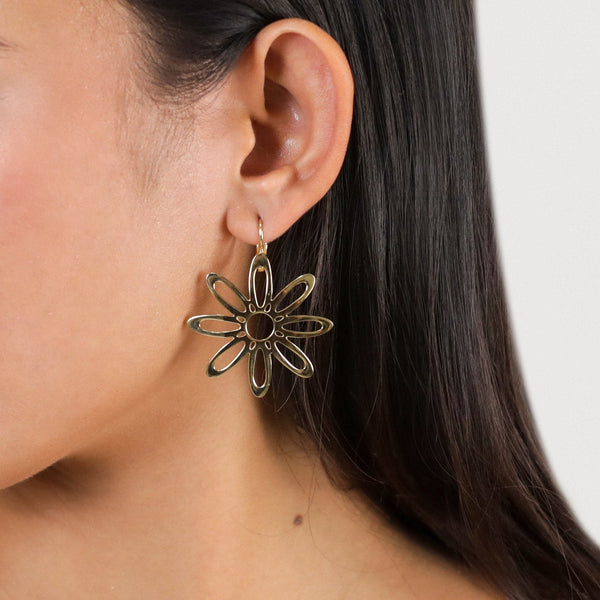 ORI TAO BLOOM openwork flower french hook earrings (golden)