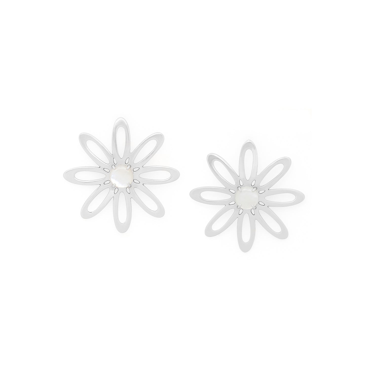 ORI TAO BLOOM XL silvered flower earrings