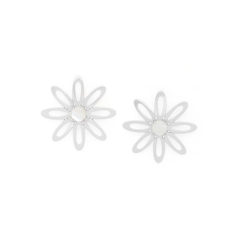 ORI TAO BLOOM XL silvered flower earrings