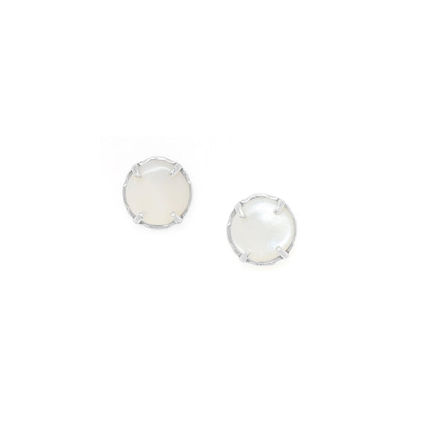 ORI TAO BLOOM white MOP stud earrings (silvered)