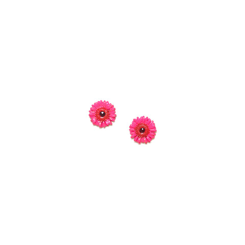 FRANCK HERVAL RUBY pink gerbera flower stud earrings