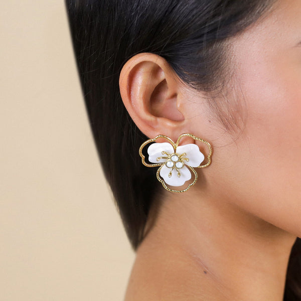 FRANCK HERVAL LISETTE big flower post earrings