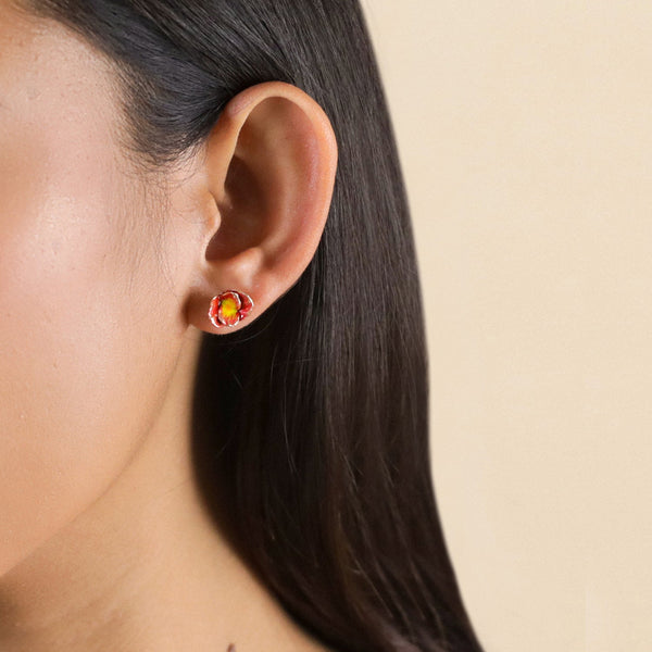 FRANCK HERVAL BETTY flower studs earrings (red)