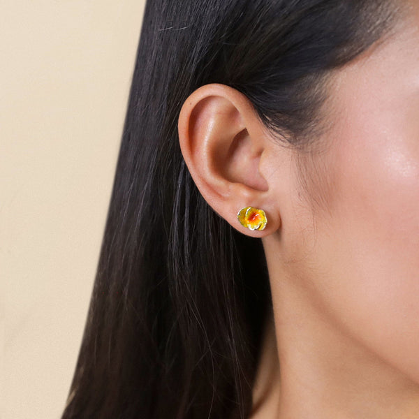 FRANCK HERVAL BETTY flower studs earrings (yellow)