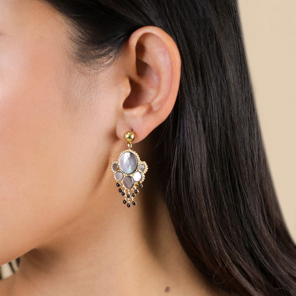 FRANCK HERVAL LAURYNE black lip discs post earrings