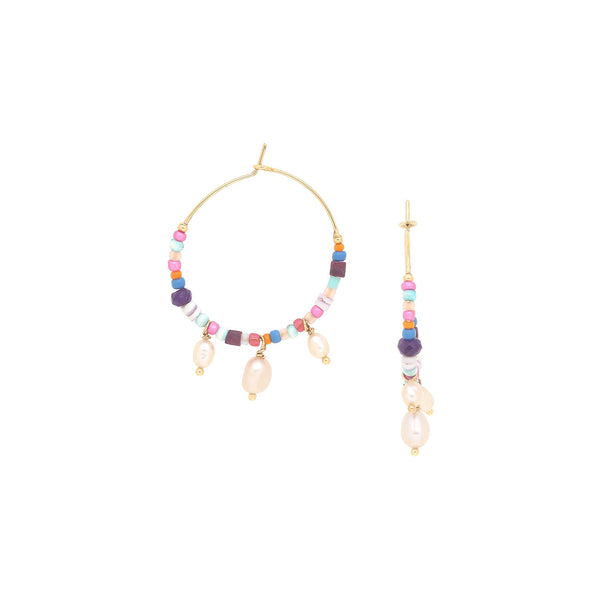 FRANCK HERVAL JOY mini beads creoles earring