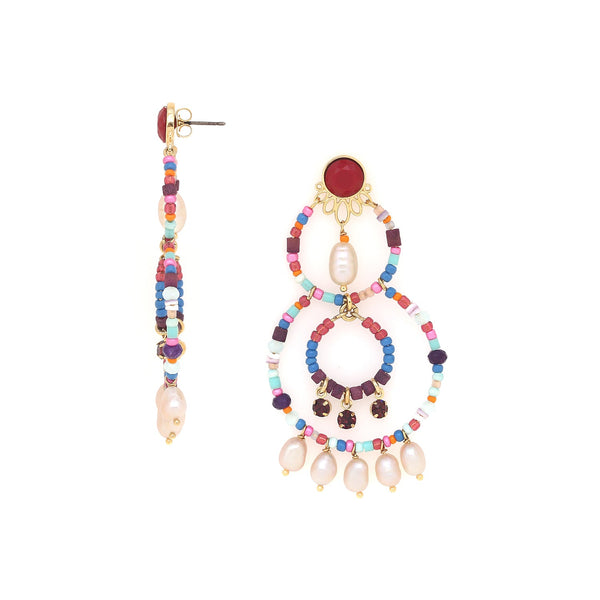 FRANCK HERVAL JOY XL post earrings with pearls dangles