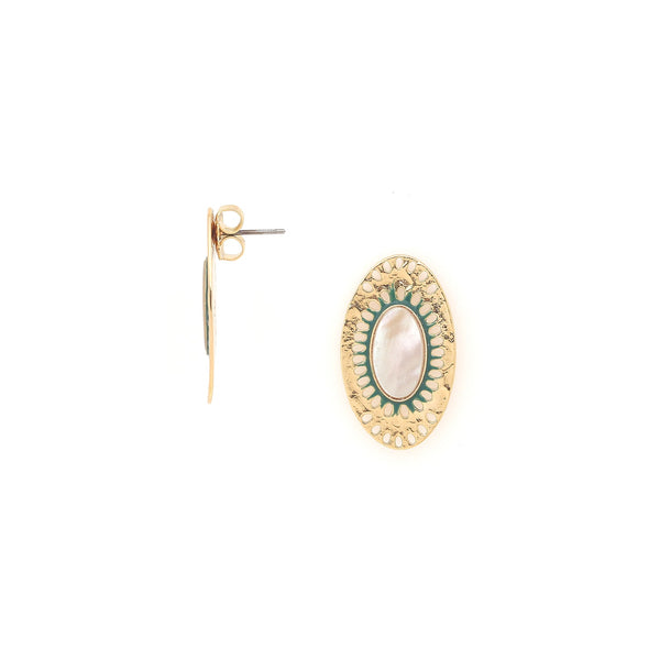 FRANCK HERVAL ZELIE oval post earrings