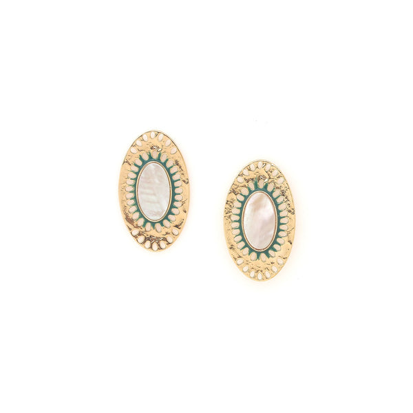 FRANCK HERVAL ZELIE oval post earrings