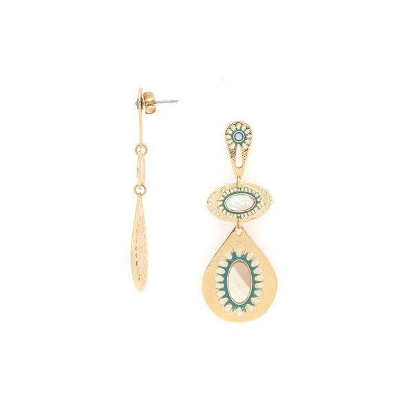 FRANCK HERVAL ZELIE 3 metal elements post earrings