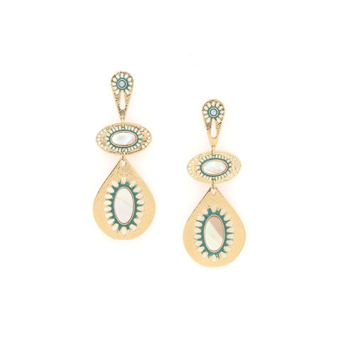 FRANCK HERVAL ZELIE 3 metal elements post earrings