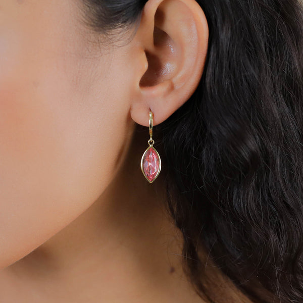 EMY   mini creole with pink strass