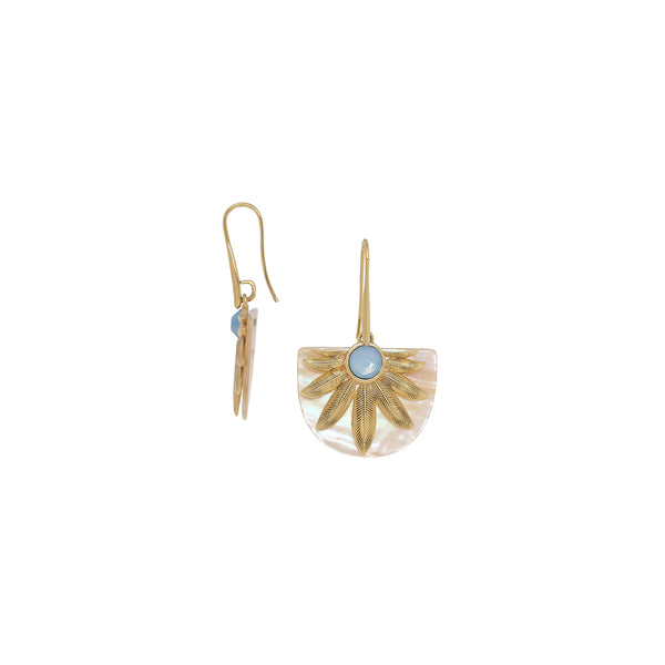PALMA   big hook earring with palm tree leaf dangle