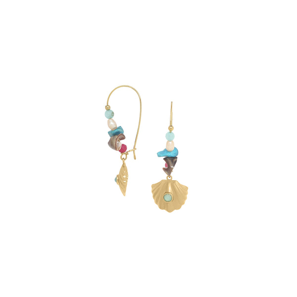 SUMMER   medium hooks with strassed clam shell