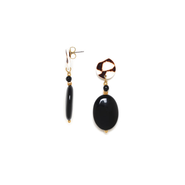 NATURE BIJOUX BAGHEERA post earrings with oval black agate