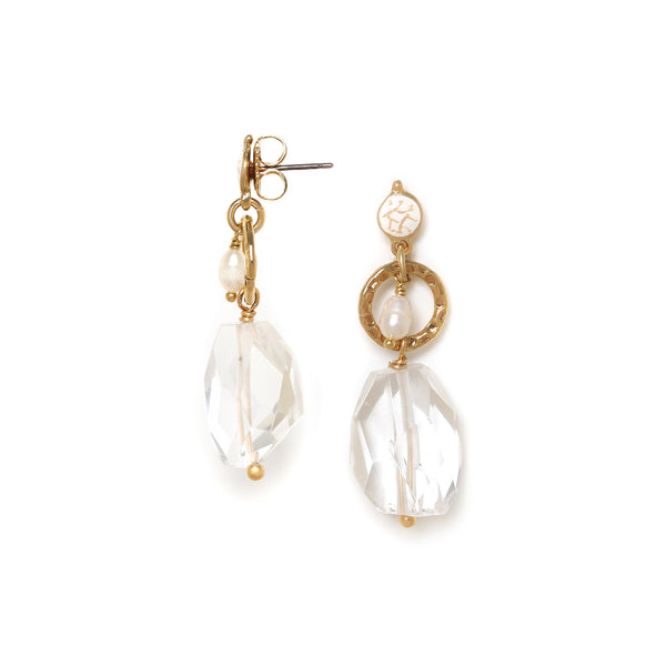 NATURE BIJOUX PONDICHERY rock crystal post earrings