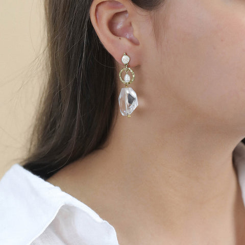 NATURE BIJOUX PONDICHERY rock crystal post earrings