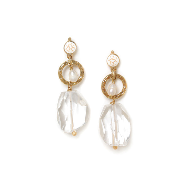 NATURE BIJOUX PONDICHERY rock crystal post earrings