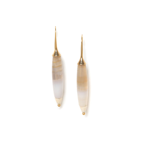 NATURE BIJOUX PONDICHERY hook earrings with oval agate