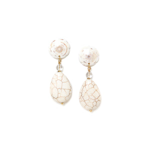 NATURE BIJOUX PONDICHERY post earrings with howlite drop pendant