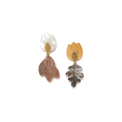 NATURE BIJOUX MON JARDIN asymmetric tulip top earrings