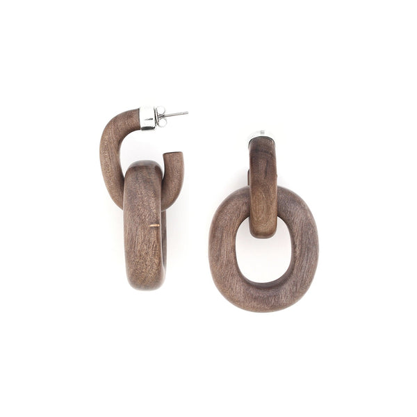 NATURE BIJOUX ARETHA 2 rings greywood post earrings